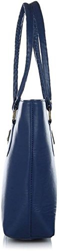 mammon women's letherette handbag and clutch combo (basic-blue, 40x30x10 cm)