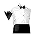 HDE Black Cummerbund, Bow Tie, Pocket Square for Men Satin Tuxedo Set