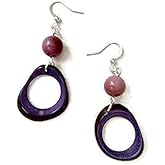 Tagua nut earrings in lavender, organic dangle earrings Tag220