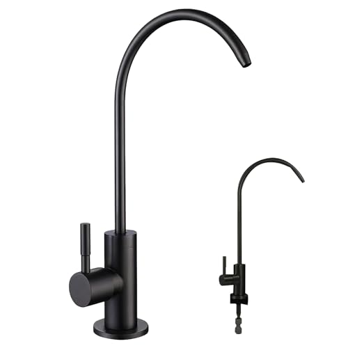 SOLVEX Grifo de Filtro Purificador de Agua Potable, Llave de Filtro de Agua para Cocina, Grifo de filtro, Grifo Giratorio de Acero Inoxidable de 360 ​​Grados, Negro Mate, SP-10016-N