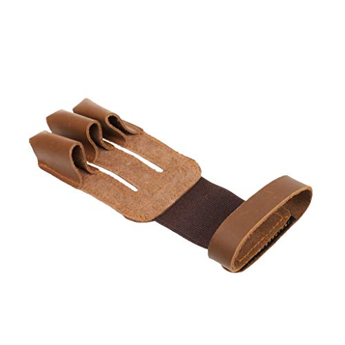 Qfauto PU Leather Archery 3 Straps Arm Guard + 3 Fingers Glove for Hunting Shooting,Durable and Lightweight - Thumbnail 3