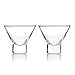 Viski Heavy Base Stemless Martini Glasses Set of 2 - Premium Short Crystal Cocktail Glass Gift Set, 7.5 oz.