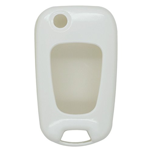 BROVACS Paint PVC Colour Shell Cover ABS Hard Case Holder Compatible with HYUNDAI KIA Flip Remote Key Fob 3 Button SV0100 White