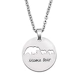 KUIYAI Sweet Mama and Baby Bear Round Pendant Necklace for Mother with 2 Children (2 cubs round)