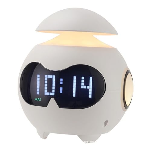 Photo 1 of Fantasee Kids Alarm Clock, USB Powered Wake Up Alarm Clock with Emoji, Dual Alarm Setting, with Adjustable Night Light & Mini Bluetooth Speaker for Kids Adult Friends Gift (White, USB Powered)