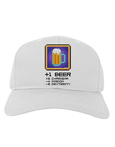 TooLoud Pixel Beer Item Adult Baseball Cap Hat - White
