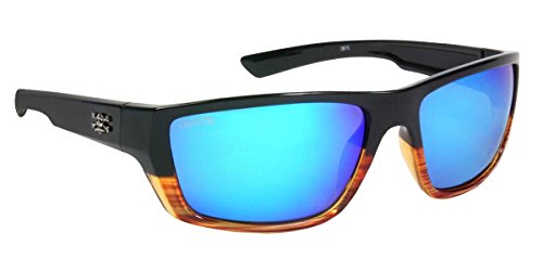 Calcutta Shock Wave Sunglasses (Wood Grain Frame w/ Blue Mirror Lenses)