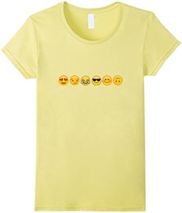 Womens Fun Combination Emoji T-Shirt Large Lemon