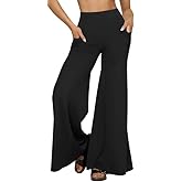 OQQ Yoga Pants Women High Waist Stretch Soft Casual Wide Legging Bottoms with Pockets