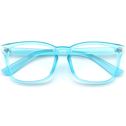 Slocyclub Blue Light Blocking Glasses Vintage Nerd Square Keyhole Design Eyeglasses Frame for Women Men