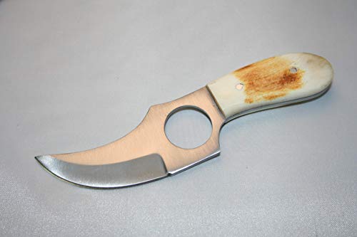 Skinning Knife With Genuine Leather Sheath - Skinner Combo - Quickdraw Holster - Concealed Carry - Finger Hole Fixed Blade 3"