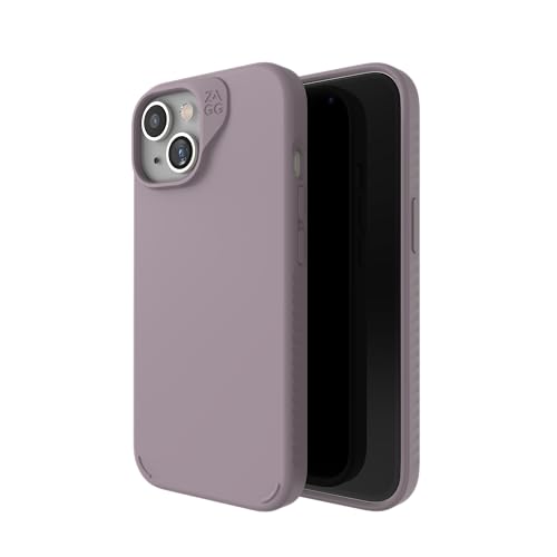 ZAGG Manhattan Snap - Funda para iPhone 15/14/13 - Funda de Silicona iPhone, Material de grafeno Duradero, Superficie Lisa con un cómodo Agarre Ondulado, Funda MagSafe para