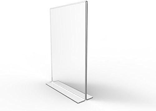 FixtureDisplays 12PK 5 x 7" Clear Acrylic Sign Holder for Tabletops, Vertical Table Tent Frame Photo Sign Menu, Bottom Insert 11193-2-5X7-12PK-NPF