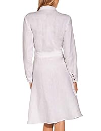 Vestido de camisa de lino con botones de manga larga para mujer Boston Proper