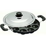 Sahishnu Online And Marketing Non Stick Appam Patra, Appam Maker, 12 Pits Appam Maker With Lid, 1 Spatula, 1 Scrubber