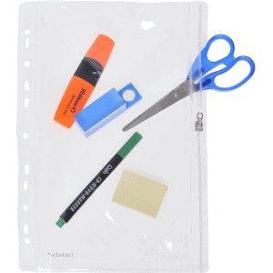 Foldersys PVC Plastic Punched Wallets with Zip Fastener Transparent 10-Piece 305 x 213 mm Not A4 Size