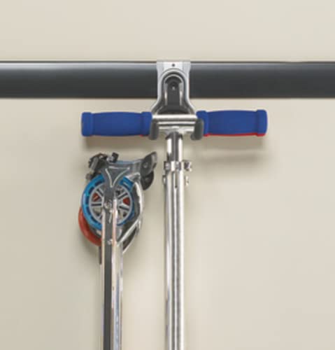 Rubbermaid FastTrack Rail Garage Organization Multi-Purpose Hook 50 lbs Capacity Satin Nickel Wall Mounted Storage System Direct Mount into FastTrack Garage Rail for Home/Garage Organization