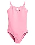 Arshiner Girls' Sweet Strappy Slim Rhinestone Solid Camisole Leotard,4-11 Years