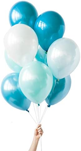 Tiffany Blue Metallic Blue White Balloons Set 10PCs Premium Thick Balloons for Wedding Bridal Shower Birthday Party Baby Shower Decoration