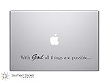 With God All Things Are Possible Text Bible Verse Vinyl Car Sticker Silhouette Keypad Track Pad Decal Laptop Skin Ipad Macbook Window Truck Motorcycle