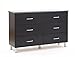 South Shore Cosmos Collection 6-Drawer Double Dresser, Black Onyx and Charcoal with Brushed Nickel Handles