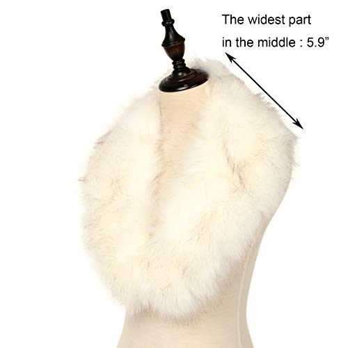 La Carrie Women's Faux Fur Collar Scarf Wrap Cold Winter Warmer(White)