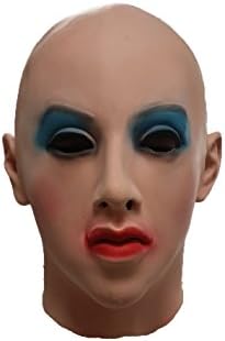 LMJMASK Latex Realistic Female Mask For Party Halloween (Blue Eye Shadow)