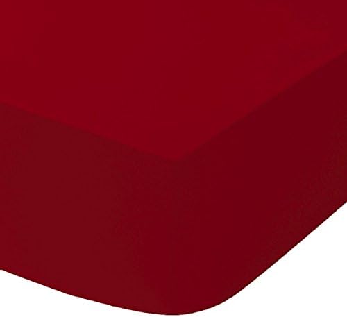 Queens Land Home Easycare & Long Lasting Pollycotton Fitted Sheet. (Single, Red)
