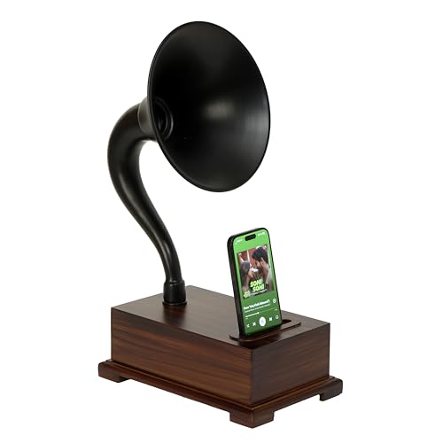 Decor Antique Gramophone Acoustic Speake – Vintage Style Non-Electric !Phone Amplifier, Smartphone Stand & Dock with Elegant