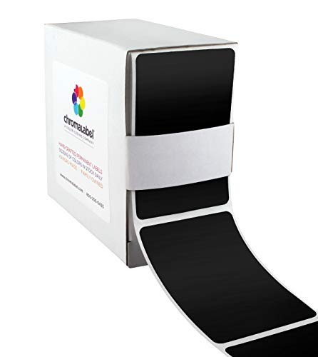 ChromaLabel 51 x 76mm (2 x 3 inch) Permanent Colour-Code Rectangle Labels, 250/Dispenser Box, Black