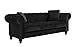 Divano Roma Furniture Classic Velvet Scroll Arm Tufted Button Chesterfield Sofa (Black)