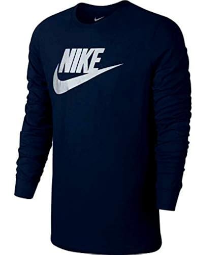 Nike Mens NSW Long Sleeve Tee Icon Futura T-Shirts (Navy Blue