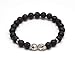 ZENGER Jewelry Mens Sliver Skull Beaded Stretch Bracelet - 8mm Black Lava Stone Semi-Precious