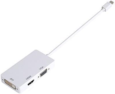 Weiay Mini DisplayPort to HDMI/DVI/VGA Male to Female 3-in-1 Adapter for Apple MacBook Pro MacBook Air White