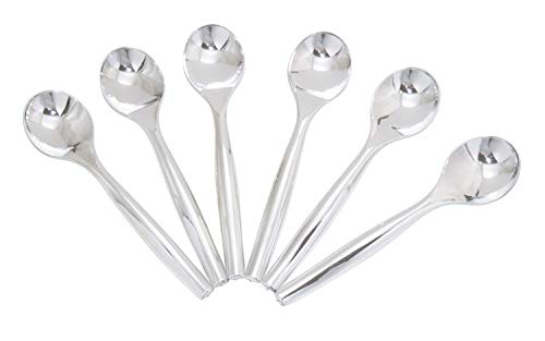 12 Heavy Duty Disposable Plastic Serving Utensils - Six Each (10" Forks & 10" Spoons) - Silver