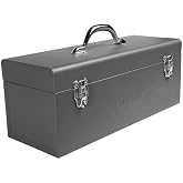 Edward Tools 17" Metal ToolBox - Heavy Duty Portable Tool Box with Organizer Tray and Handle - Solid Metal Locking Latches - Scratch Resistant Finish