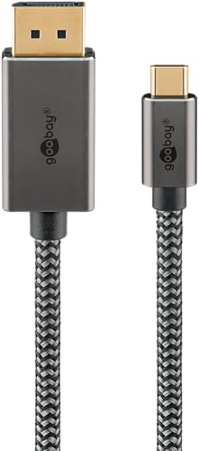 goobay USB C to DisplayPort 1.2 Cable 4K@60Hz Type C Thunderbolt 3/4 to DP USB 3.1 Cable Compatible with Mac Book, iPhone, Surface / 1m/ Textile Cable / 75707