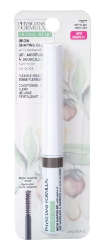 PHYSICIANS FORMULA ORGANIC WEAR ALL NATURAL EYEBROW BROW GEL SOFT BLACK | DERMATOLOGIST TESTED, CLINICIALLY TESTED