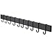 Wallniture Volkan Kitchen Utensil Holder Rail, Wall Rack with Hooks for Hanging Pots and Pans, Frosty Black 30 Inch