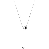 Lariat Necklaces for Women, Dainty Long Y Necklaces 14k Gold Plated Beads Pendant Necklaces Minimalist Chain Best Idea Gift For Women and Girls