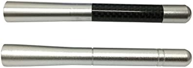 Panpage Combo Set Carbon Radio Stubby Silver Fiber and Silver Aluminum Screw Base Alloy Car Stylish Antenna 15mm x 119mm x 10mm For All Brand Car Auto External Accessories