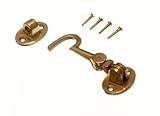 Cabin Hook And Eye 75Mm 3 Inch Solid Polished Brass With Screws