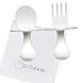 GRABEASE First Self Feed Baby Utensils - Anti-Choke, BPA-Free Baby Spoon and Fork Toddler Utensils with Pouch Set - Toddler Silverware for Baby Led Weaning Ages 6 Months+, White primary