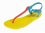 Ian! By Soda Jelly Flat Thong Ankle Strap Sandals in Salmon Yellow Colorblock