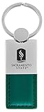 California State University, Sacramento-Leather and Metal Keychain-Green