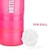 BOTTLED JOY Protein Shaker Bottle with 3-Layer Twist and Lock Storage, 100% BPA-Free Leak Proof SportMixer Fitness Sports Nutrition Supplements Non-slip Mix Shake Bottle 20oz 600ml (Pink)