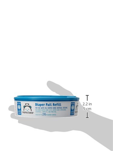 AMAZON BRAND – MAMA BEAR DIAPER PAIL REFILLS FOR DIAPER GENIE PAILS, ODOR CONTROL, UNSCENTED, 270 COUNT (PACK OF 1)