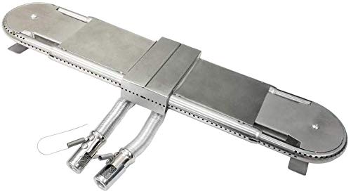 LOKHING 004 BBQ Stainless Steel Grill Oblong Tube Burner Replacement Parts Adjustable Universal BBQ Grill Oblong Tube Burner for Most Outback Gas Grills (Adjust from 38CM to 56CM)