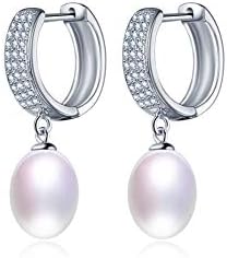 YJIUJIU Freshwater Pearl Hoop Earrings For Women [Energy Class A]