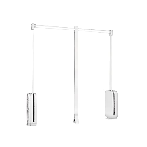 Emuca - Kleiderlift für Garderoben Sling, 450-600mm, Weißer Kunststoff, Stahl und Kunststoff